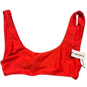 Superdown Swim Red Scoop Neck Tank Bikini Top Size M NWT